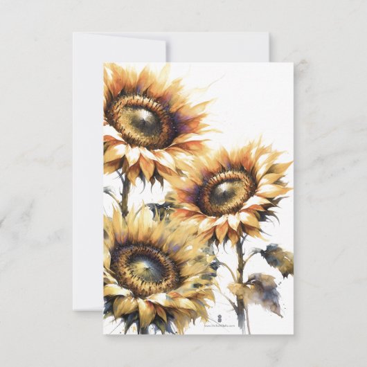 Bruiloft bedankkaarten geel zonnebloemen bedankkaart (Achterkant)