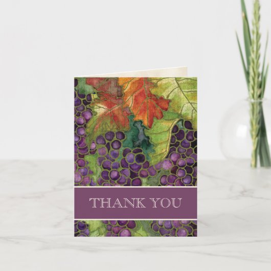 Bruiloft Bedankkaartjes, Herfst Druivenblad Bedankkaart (Voorkant)