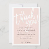 BRUILOFT BEDANKT borstel geletterd script blush ro Kaart (Voorkant)