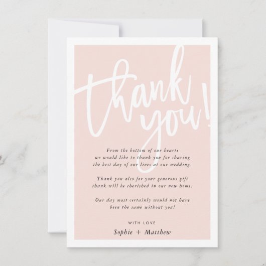 BRUILOFT BEDANKT borstel geletterd script blush ro Kaart (Voorkant)