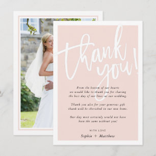 BRUILOFT BEDANKT borstel geletterd script blush ro Kaart