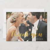 bruiloft bedankt bruidegom foto gouden faux folie (Voorkant)