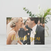 bruiloft bedankt bruidegom foto gouden faux folie (Staand voorkant)