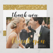 bruiloft bedankt bruidegom foto gouden faux folie (Voorkant / Achterkant)