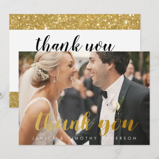 bruiloft bedankt bruidegom foto gouden faux folie (Voorkant / Achterkant)