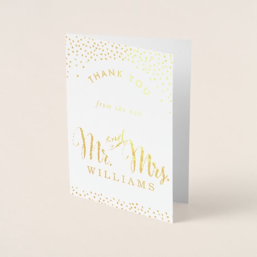 BRUILOFT BEDANKT echtpaar heer & mevrouw modern sc Folie Kaarten (Voorkant)
