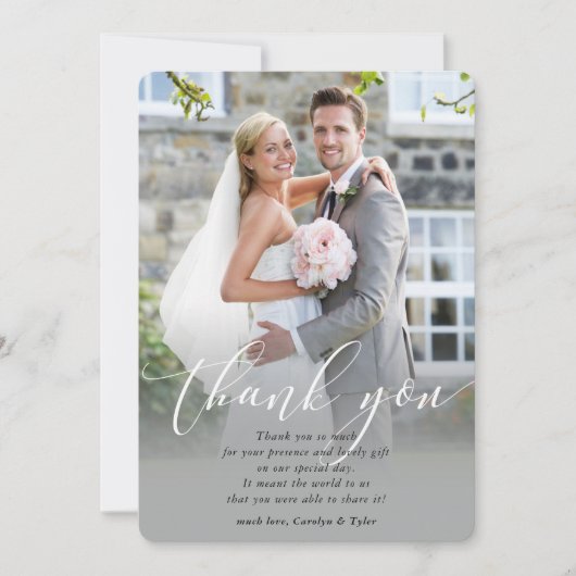 BRUILOFT BEDANKT foto kalligrafie elegante ovelay (Voorkant)