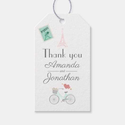 Bruiloft Bedankt Gast in Parijs Cadeaulabel (Voorkant)