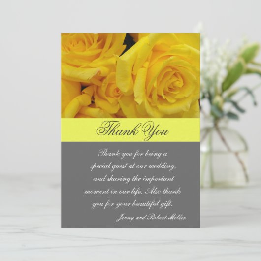 bruiloft bedankt gele rozenbloemen (Staand voorkant)