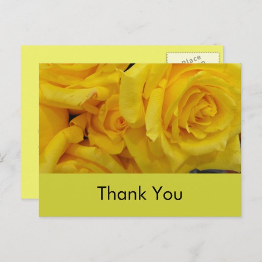 bruiloft bedankt gele rozenbloemen briefkaart (Voorkant / Achterkant)