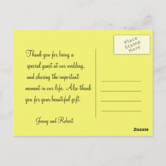 bruiloft bedankt gele rozenbloemen briefkaart (Achterkant)