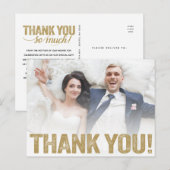 Bruiloft Bedankt | Goud Gestempeld Lettertype Op F Briefkaart (Voorkant / Achterkant)