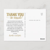 Bruiloft Bedankt | Goud Gestempeld Lettertype Op F Briefkaart (Achterkant)