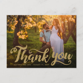 Bruiloft Bedankt | Gouden Schreefletters op Foto Briefkaart