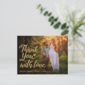 Bruiloft Bedankt | Gouden Script Lettertype Op Fot Briefkaart (Staand voorkant)