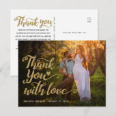 Bruiloft Bedankt | Gouden Script Lettertype Op Fot Briefkaart (Voorkant / Achterkant)