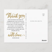 Bruiloft Bedankt | Gouden Script Lettertype Op Fot Briefkaart (Achterkant)