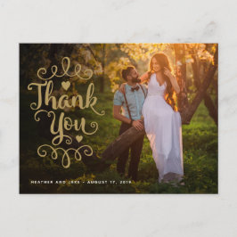 Bruiloft Bedankt | Gouden Script Lettertype Op Fot Briefkaart