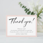 BRUILOFT BEDANKT inkt kalligrafie zwart blush roze (Staand voorkant)