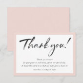 BRUILOFT BEDANKT inkt kalligrafie zwart blush roze (Voorkant / Achterkant)