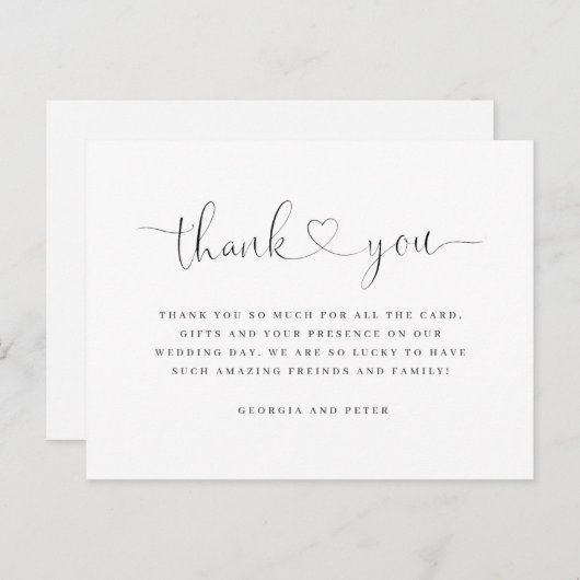 bruiloft bedankt je creditcardbericht elegant briefkaart (Voorkant / Achterkant)