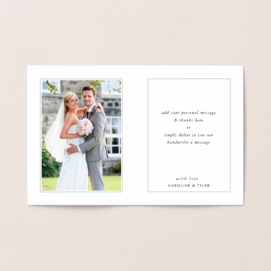 BRUILOFT BEDANKT nieuwste moderne minimal script Folie Kaarten (Binnen)