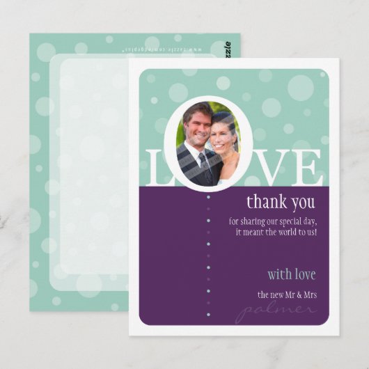 BRUILOFT BEDANKT OPMERKING:: LOVEbubbles 6 Briefkaart (Voorkant / Achterkant)