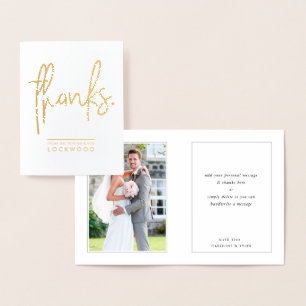 BRUILOFT BEDANKT paar pasgetrouwd modern minimal t Folie Kaarten