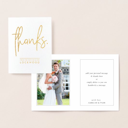 BRUILOFT BEDANKT paar pasgetrouwd modern minimal t Folie Kaarten (Display)