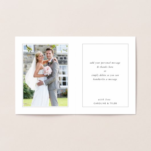 BRUILOFT BEDANKT paar pasgetrouwd modern script li Folie Kaarten (Binnen)