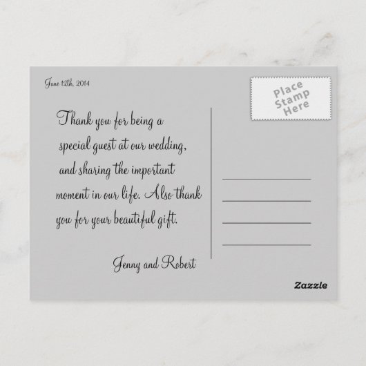 bruiloft bedankt stickers, kaarten, enz. briefkaart (Achterkant)