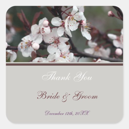 bruiloft bedankt stickers, kaarten, enz. vierkante sticker (Voorkant)