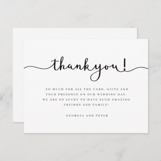 bruiloft bedankt voor het berichtscript briefkaart (Voorkant / Achterkant)