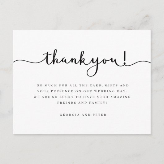 bruiloft bedankt voor het berichtscript briefkaart (Voorkant)