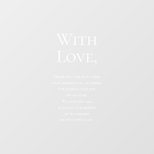 Bruiloft Bedankt voor het bijwonen Raamsticker (Vel)