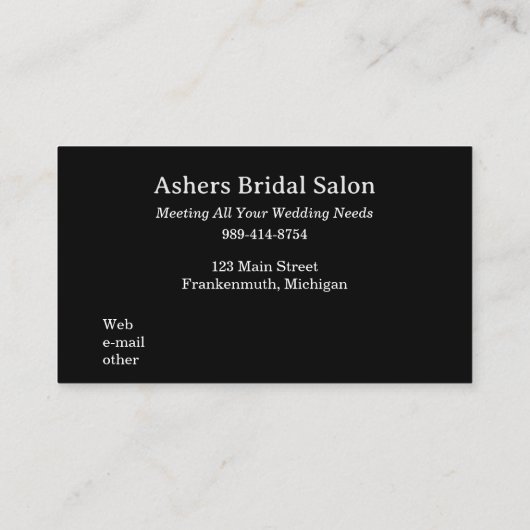 bruiloft bedrijf visitekaartje (Achterkant)