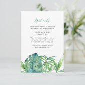Bruiloft Behuizing Zorg Tropische Palm Bladeren Informatiekaartje (Staand voorkant)