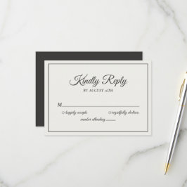 Bruiloft Beleefd Antwoorden Minimalistisch Crème & RSVP Kaartje