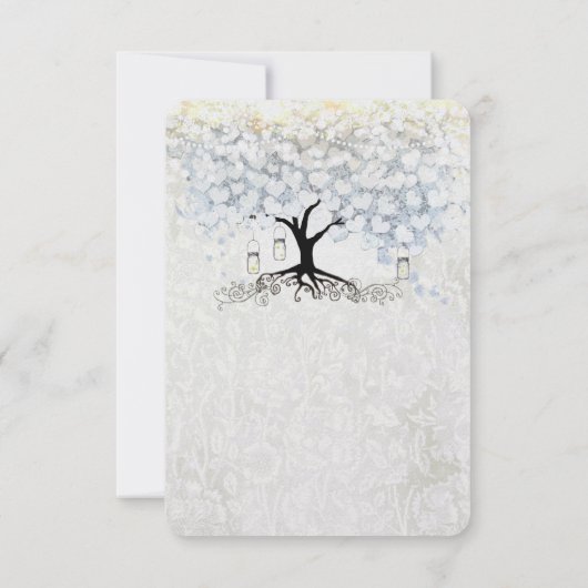 Bruiloft Bell Blauw Hart Blad Boom Bruiloft RSVP Kaart (Achterkant)