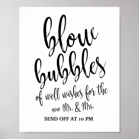 Bruiloft bellen afscheid zwart-wit 8x10 bord poster (Voorkant)