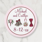 Bruiloft Bells Bloemen Bow Stropdas Bruids Rose Bo Bedankjes Labels (Voorkant)