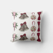 Bruiloft Bells Bloemen Bow Stropdas Bruids Rose Bo Kussen (Voorkant)