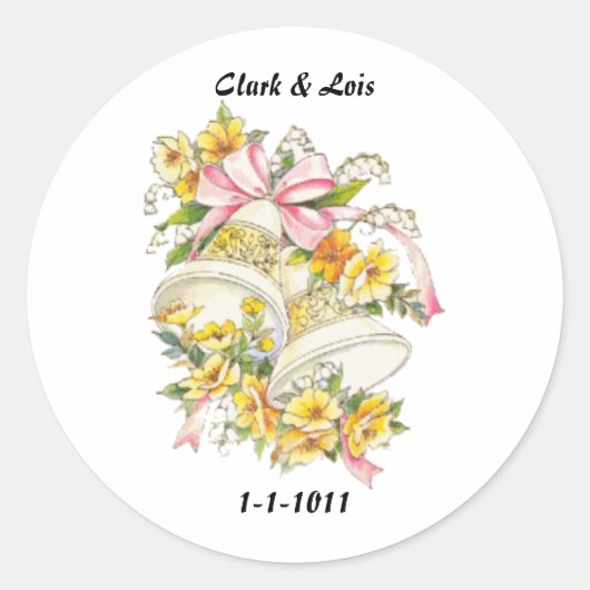 Bruiloft Bells Bruiloft Envelop Afdichtingen en St Ronde Sticker (Voorkant)