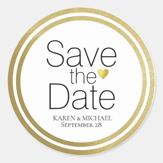 bruiloft BESPAAR de DATE cirkel Ronde Sticker (Voorkant)