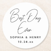 Bruiloft beste dag ooit modern elegant ronde kartonnen onderzetter (Voorkant)