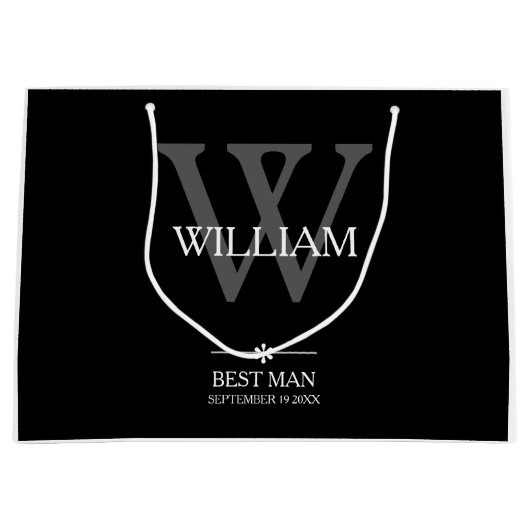 Bruiloft Beste Man Gift Custom Chic Modern Classy Groot Cadeauzakje (Voorkant)