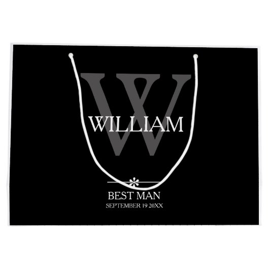 Bruiloft Beste Man Gift Custom Chic Modern Classy Groot Cadeauzakje (Achterkant)