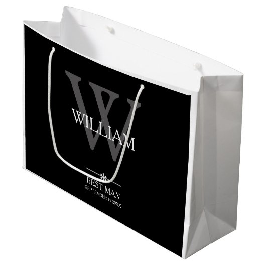 Bruiloft Beste Man Gift Custom Chic Modern Classy Groot Cadeauzakje (Voorkant Gekanteld)