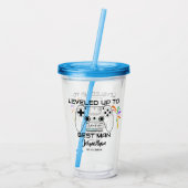 Bruiloft Beste Man Levelled Up Gamer Acryl Drinkbeker (Achterkant)
