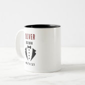 Bruiloft BESTE MAN Tuxedo gepersonaliseerde naam T Tweekleurige Koffiemok (Voorkant links)